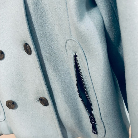 Banana Republic baby blue wool moto-style coat w/ zipper detail XL - Picture 6 of 12